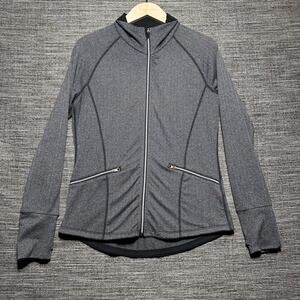 Road Runner Sweater Women's Medium Gray Herringbone Full Zip